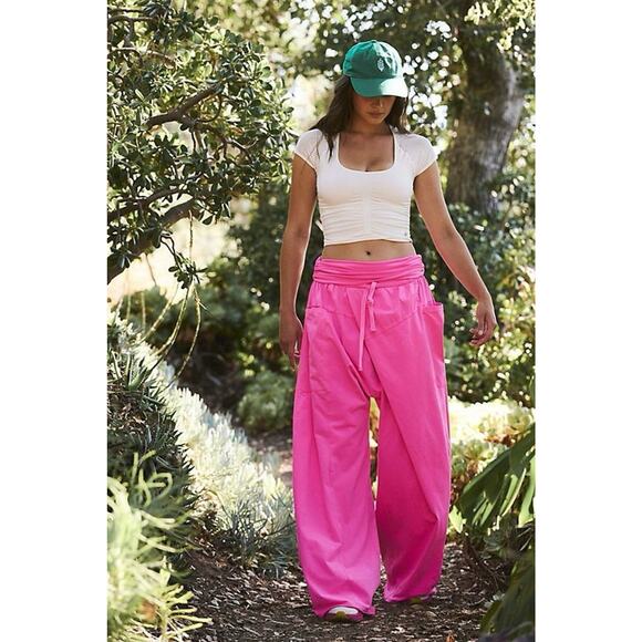 Free People Pants - Free People FP Movement XL Hot Shot Sport Pants Hot Neon Pink Slouchy Oversized
